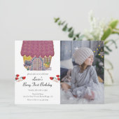 Strawberry House Berry First Girl 1. Geburtstag Einladung (Stehend Vorderseite)