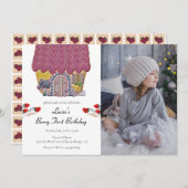 Strawberry House Berry First Girl 1. Geburtstag Einladung (Vorne/Hinten)