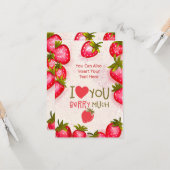 Strawberry I Liebe You Berry Much Grußkarte Karte (Vorderseite/Rückseite Beispiel)