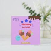 Strawberry ice cream 🍓 einladung (Stehend Vorderseite)