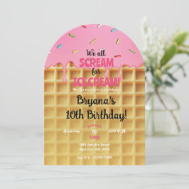 Strawberry Ice Cream Waffle Cone Geburtstag Einladung
