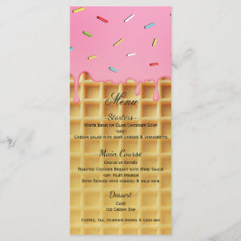 Strawberry Ice Cream Waffle Cone Geburtstagskarte Menükarte