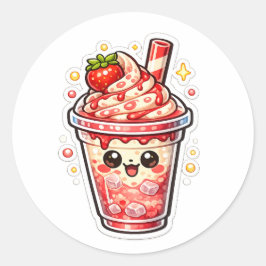 Strawberry Ice Tea Runder Aufkleber