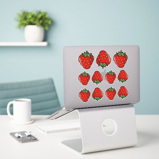 Strawberry Icon Sticker Set (Laptop auf Schreibtisch)