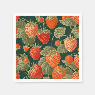 Strawberry Illustration Birthday Party Napkins Serviette
