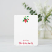 Strawberry Illustration Personalisiert Botanisch Dankeskarte (Stehend Vorderseite)