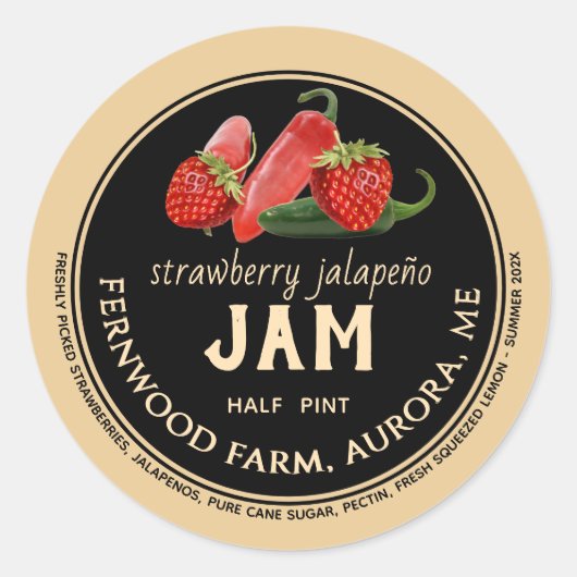 Strawberry Jalapeno Jam Jar Label Jelly Runder Aufkleber (Vorderseite)