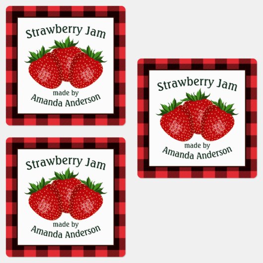 Strawberry Jam behält Kariertes S-Lebensmitteletik Etiketten (Gruppe)