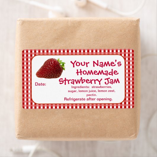 Strawberry Jam Canning Jar Labels Personalisiert (Insitu)