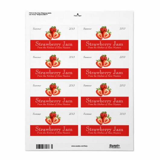 Strawberry Jam Canning Labels (Vorne)
