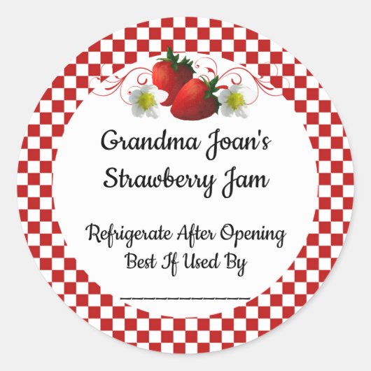 Strawberry Jam Custom Product Canning Jar Aufklebe Runder Aufkleber (Vorderseite)