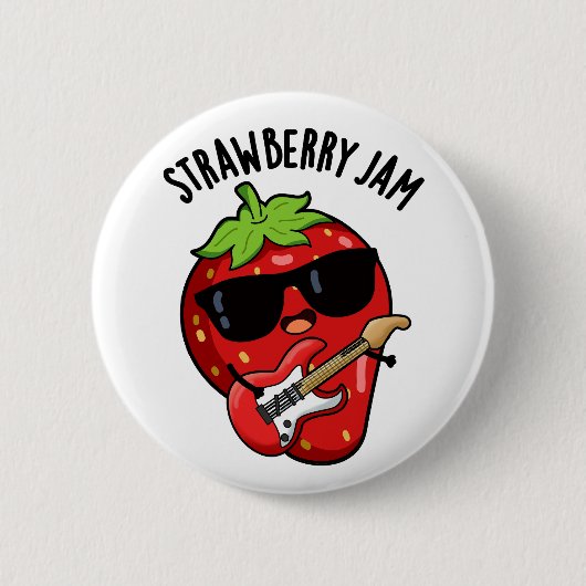 Strawberry Jam Funny Fruit Pun Button (Vorderseite)