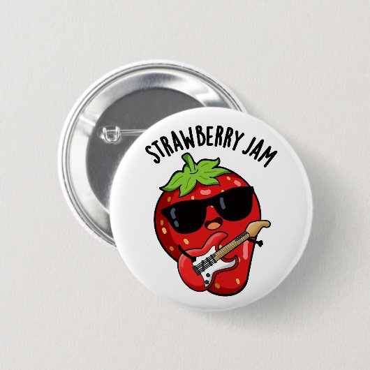 Strawberry Jam Funny Fruit Pun Button (Vorne & Hinten)