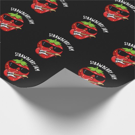 Strawberry Jam Funny Fruit Pun Dark BG Geschenkpapier (Ecke)