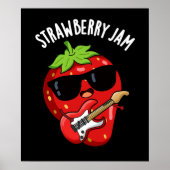 Strawberry Jam Funny Fruit Pun Dark BG Poster (Vorne)