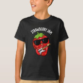Strawberry Jam Funny Fruit Pun Dark BG T-Shirt (Vorderseite)