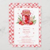Strawberry Jam Gingham Bridal Dusche Einladung (Vorne/Hinten)