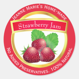 Strawberry Jam Homemade Konreserve Canning Runder Aufkleber