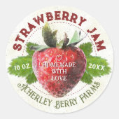 Strawberry Jam Jar Fruit Reserviert Personalisiert Runder Aufkleber (Vorderseite)