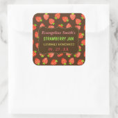 Strawberry Jam Jar Hübsch Custom Strawberries Quadratischer Aufkleber (Tasche)