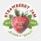 Strawberry Jam Jar Personalisierte Gastgeschenke H Runder Aufkleber (Vorderseite)