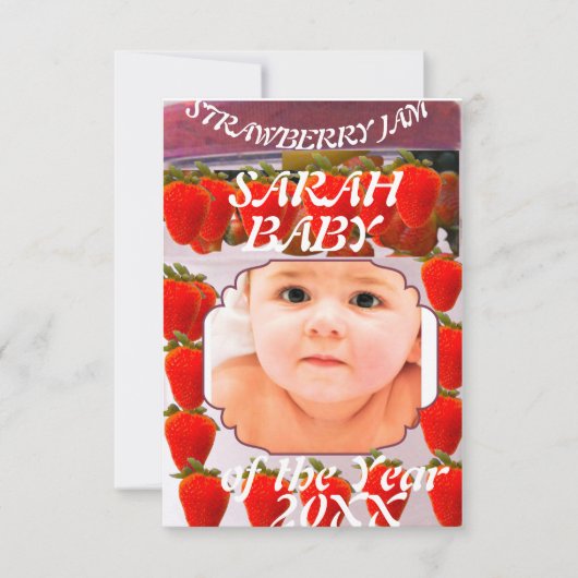 Strawberry Jam jar with baby photo design Ankündigung (Vorderseite)
