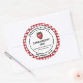 Strawberry Jam Jelly Jar Label Kariert Gingham Runder Aufkleber (Umschlag)