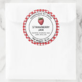 Strawberry Jam Jelly Jar Label Kariert Gingham Runder Aufkleber (Tasche)