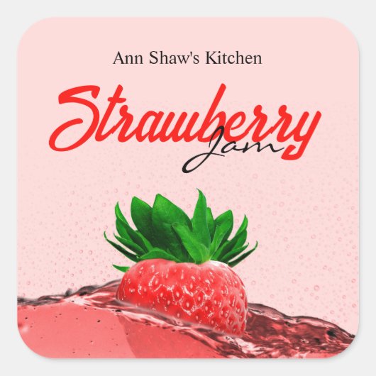 Strawberry Jam Label Aufkleber (Vorderseite)