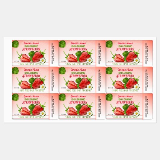Strawberry Jam Label Etiketten (Blatt)