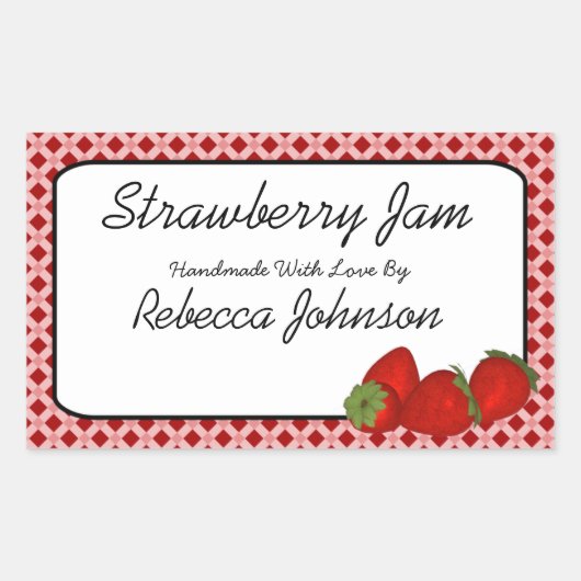 Strawberry-Jam-Label für benutzerdefinierten Textj Rechteckiger Aufkleber (Vorderseite)