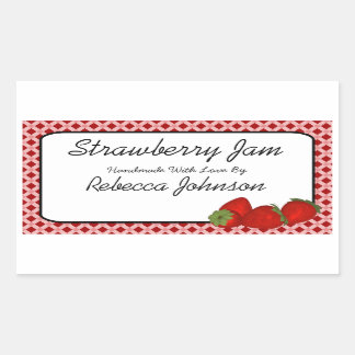 Strawberry-Jam-Label für benutzerdefinierten Textj Rechteckiger Aufkleber