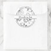 Strawberry-Jam-Label für Schwarz-Weiß-Sketch Runder Aufkleber (Tasche)