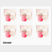 Strawberry Jam Label hausgemacht mit Liebe Name Quadratischer Aufkleber (Blatt)