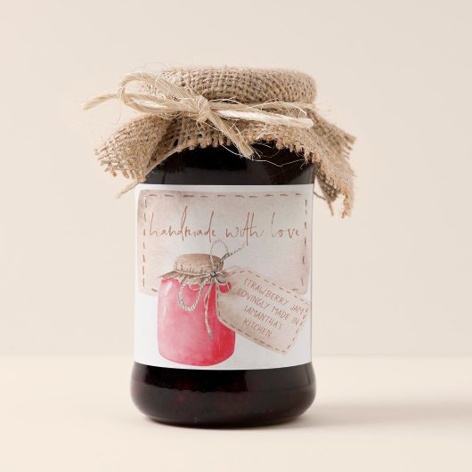 Strawberry Jam Label hausgemacht mit Liebe Name Quadratischer Aufkleber