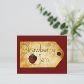 Strawberry Jam Label Postkarte (Stehend Vorderseite)