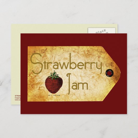 Strawberry Jam Label Postkarte (Vorne/Hinten)