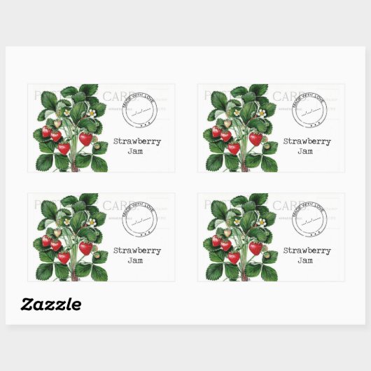 Strawberry Jam Label Rechteckiger Aufkleber (Blatt)