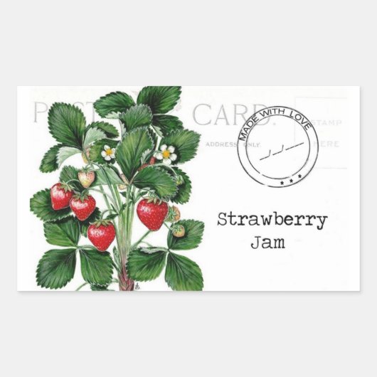 Strawberry Jam Label Rechteckiger Aufkleber (Vorderseite)