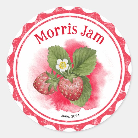 Strawberry-Jam-Label Runder Aufkleber (Vorderseite)