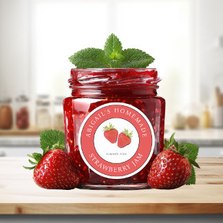 Strawberry Jam Label  Runder Aufkleber