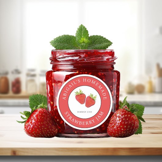 Strawberry Jam Label  Runder Aufkleber