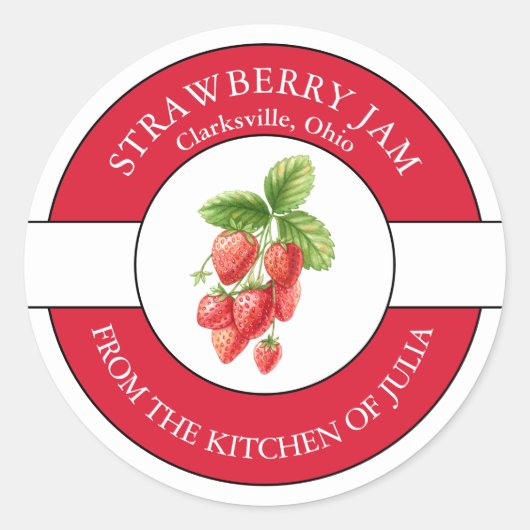 Strawberry Jam Label Runder Aufkleber (Vorderseite)