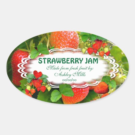 Strawberry Jam Ovaler Aufkleber (Vorderseite)