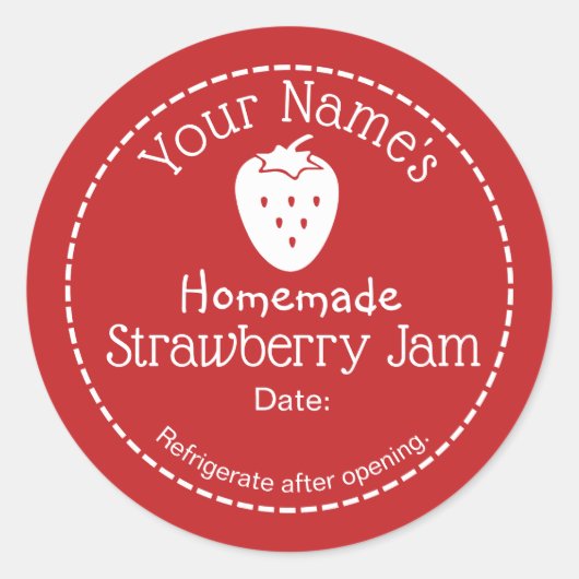 Strawberry Jam Personalisiert Canning Label hausge Runder Aufkleber (Vorderseite)