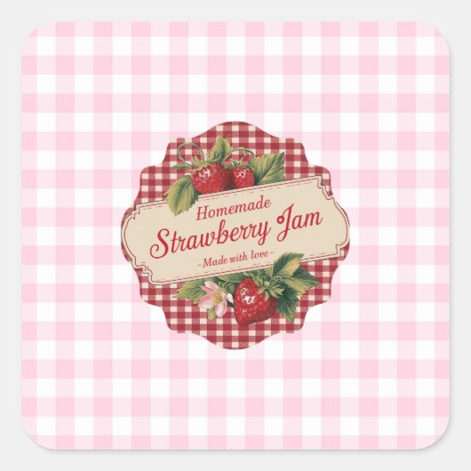 Strawberry Jam Quadratischer Aufkleber (Vorderseite)