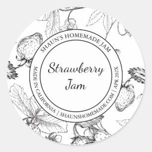 Strawberry Jam Sketch Modern Label Runder Aufkleber