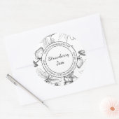 Strawberry Jam Sketch Modern Label Runder Aufkleber (Umschlag)