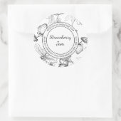Strawberry Jam Sketch Modern Label Runder Aufkleber (Tasche)