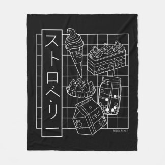 Strawberry Japanese Anime Aesthetic Vaporwave Fleecedecke